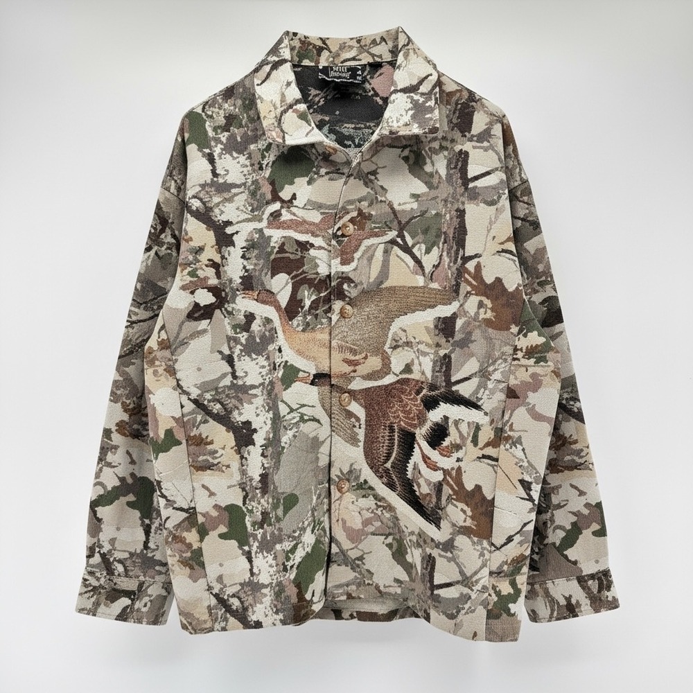 Rebel Vengeance Tapestry Jacket Mens Large Camo Duck Print Button Up Shirt NWT - Picture 7 of 15